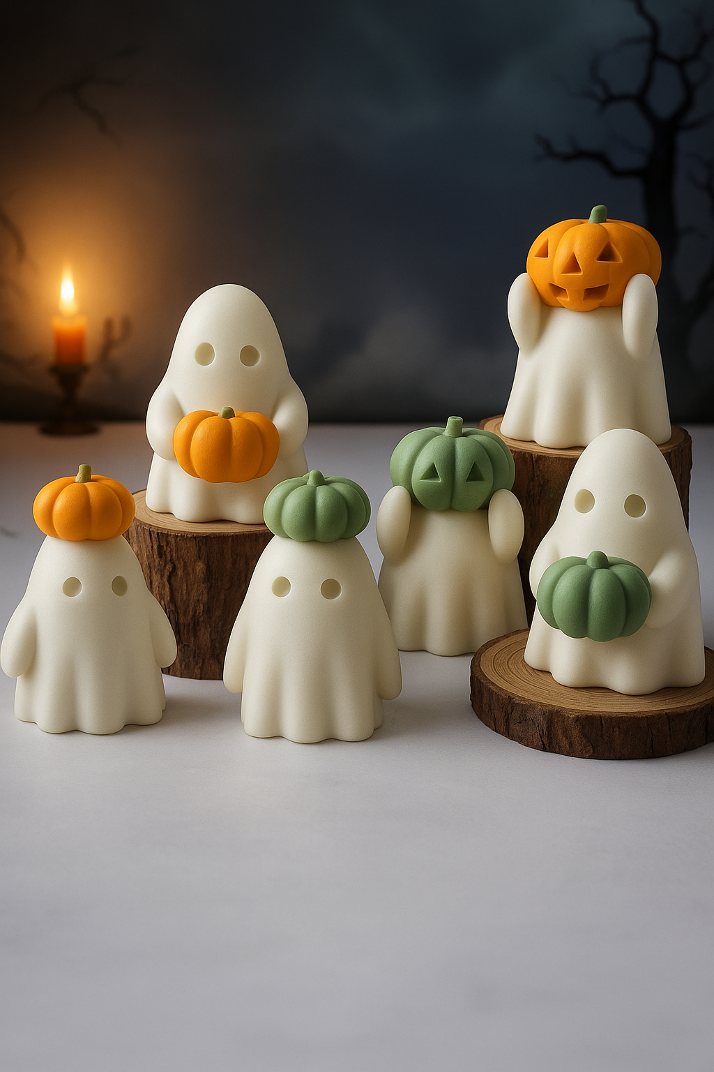 Create Spooktacular Candles with Our 3D Halloween Pumpkin Silicone Mold - Perfect for DIY Ghost Aroma Candles and More!