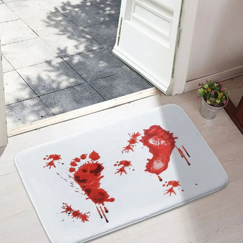 Spook Up Your Space with the VIKAMA Bloody Handprint Halloween Bath Mat – Perfect for Entrance, Bathroom, and More!