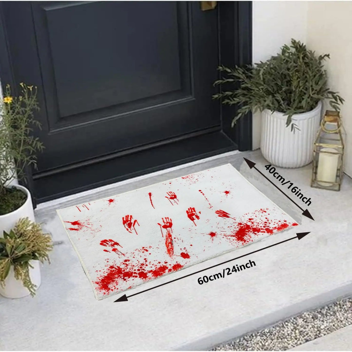 Spook Up Your Space with the VIKAMA Bloody Handprint Halloween Bath Mat – Perfect for Entrance, Bathroom, and More!