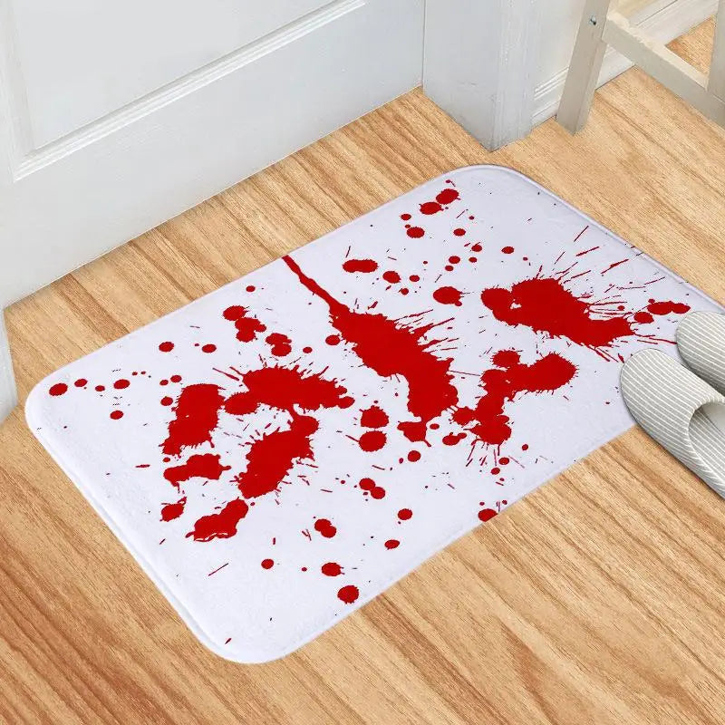Spook Up Your Space with the VIKAMA Bloody Handprint Halloween Bath Mat – Perfect for Entrance, Bathroom, and More!