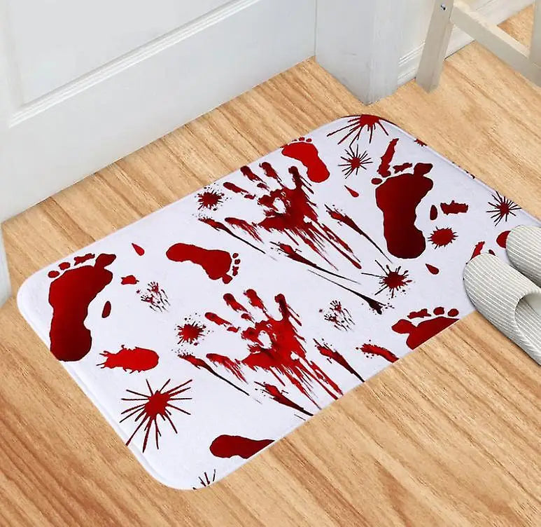 Spook Up Your Space with the VIKAMA Bloody Handprint Halloween Bath Mat – Perfect for Entrance, Bathroom, and More!