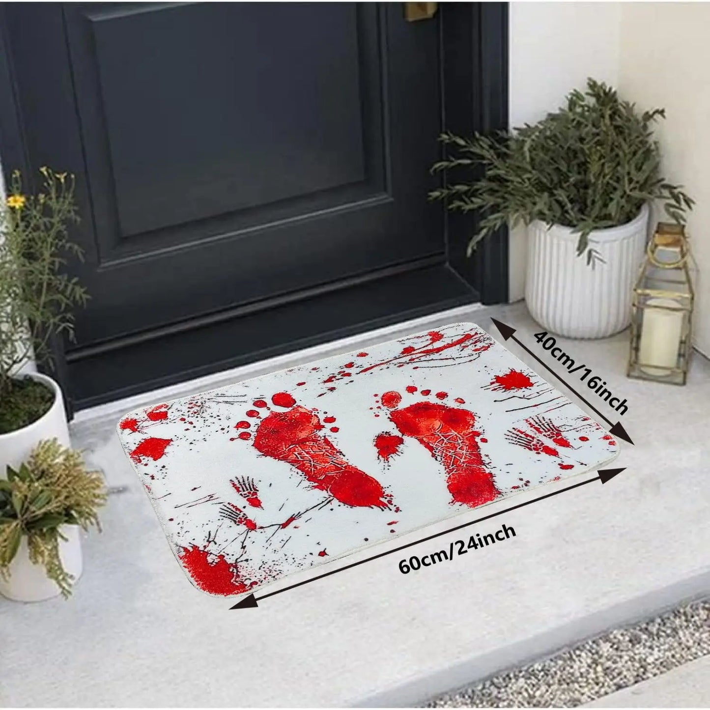 Spook Up Your Space with the VIKAMA Bloody Handprint Halloween Bath Mat – Perfect for Entrance, Bathroom, and More!