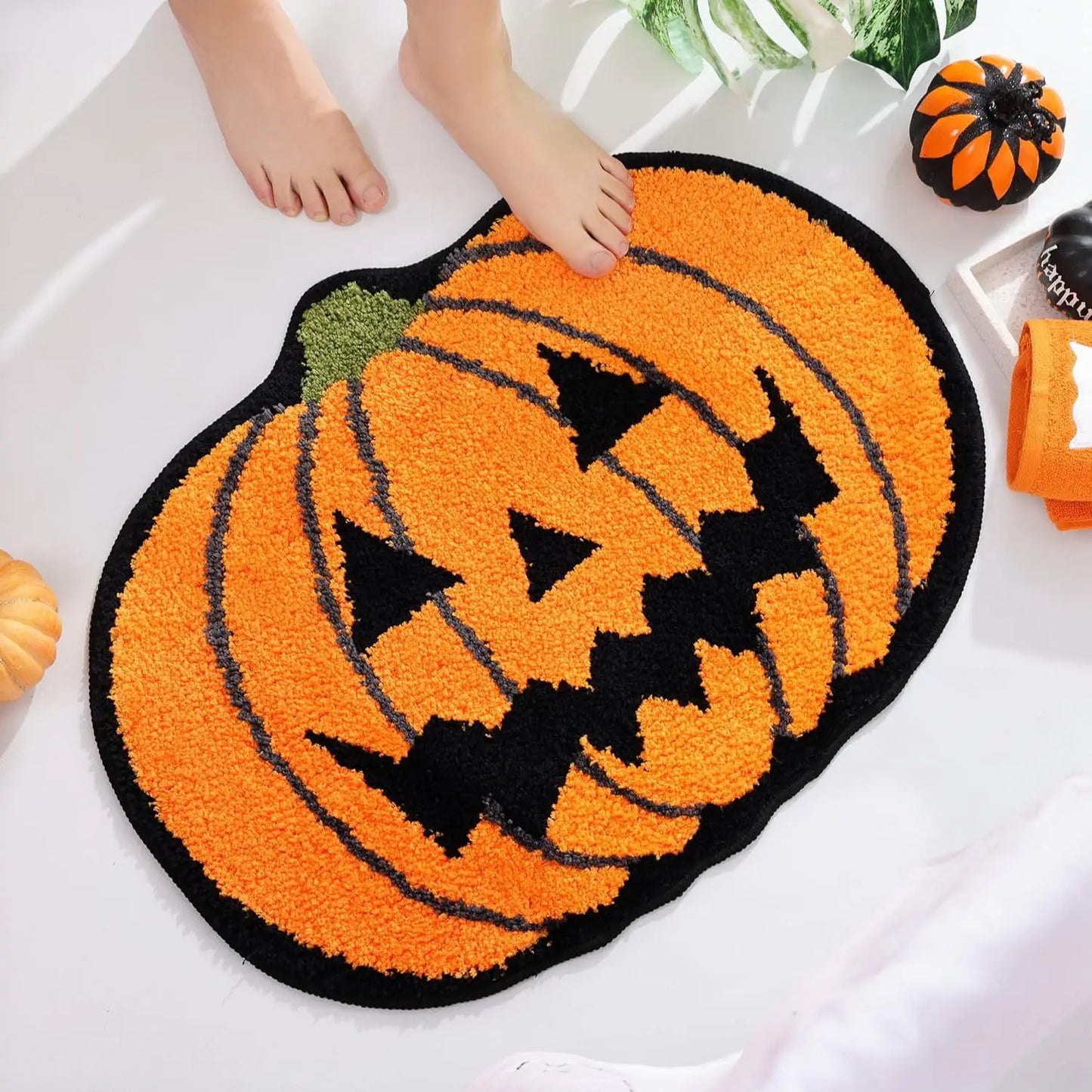 Spook Up Your Space with the VIKAMA Bloody Handprint Halloween Bath Mat – Perfect for Entrance, Bathroom, and More!