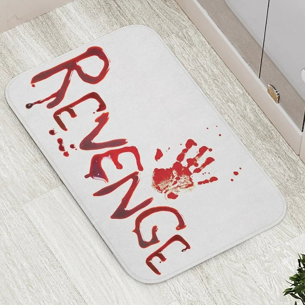 Spook Up Your Space with the VIKAMA Bloody Handprint Halloween Bath Mat – Perfect for Entrance, Bathroom, and More!